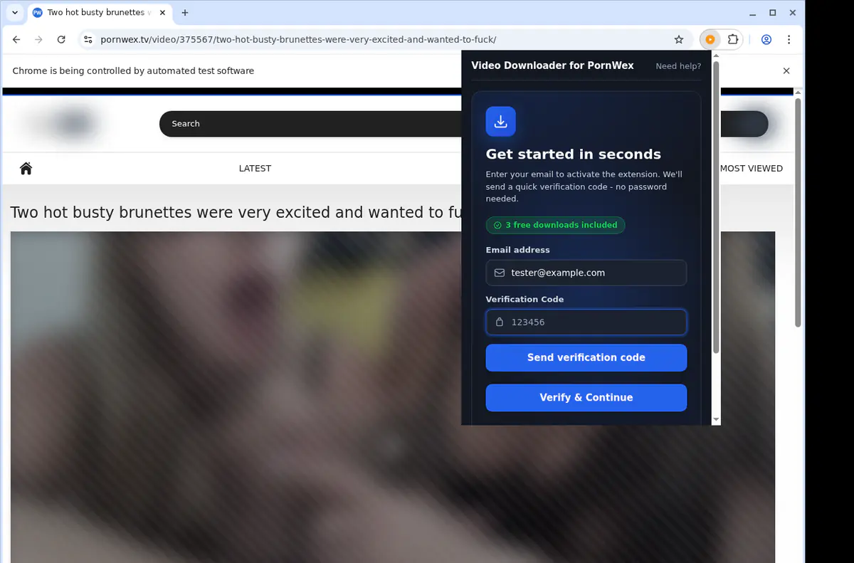Pornwex Video Downloader browser extension screenshot 4